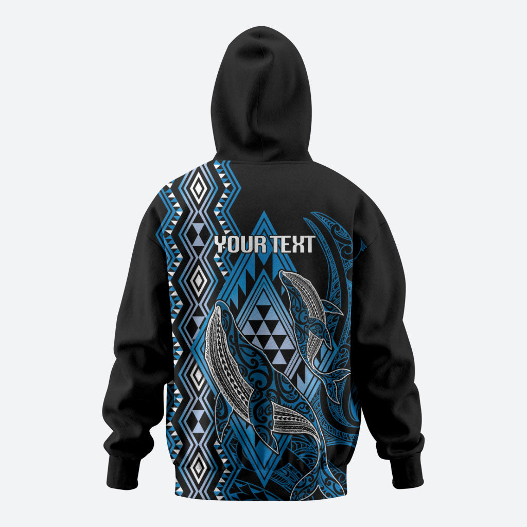 Aotearoa Iwi Ngati Porou Personalised Zip Hoodie NZ Maori Humpback Whale Taniko Motifs LT14 - Polynesian Pride
