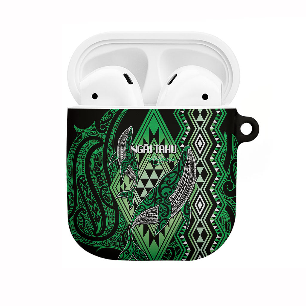 Aotearoa Iwi Ngai Tahu AirPods Case NZ Maori Humpback Whale Taniko Motifs LT14 Green - Polynesian Pride