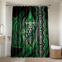 Aotearoa Iwi Ngai Tahu Bathroom Set NZ Maori Humpback Whale Taniko Motifs LT14 Shower Curtain Only Green - Polynesian Pride