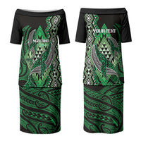 Aotearoa Iwi Ngai Tahu Personalised Couples Matching Puletasi and Long Sleeve Button Shirt NZ Maori Humpback Whale Taniko Motifs LT14 - Polynesian Pride