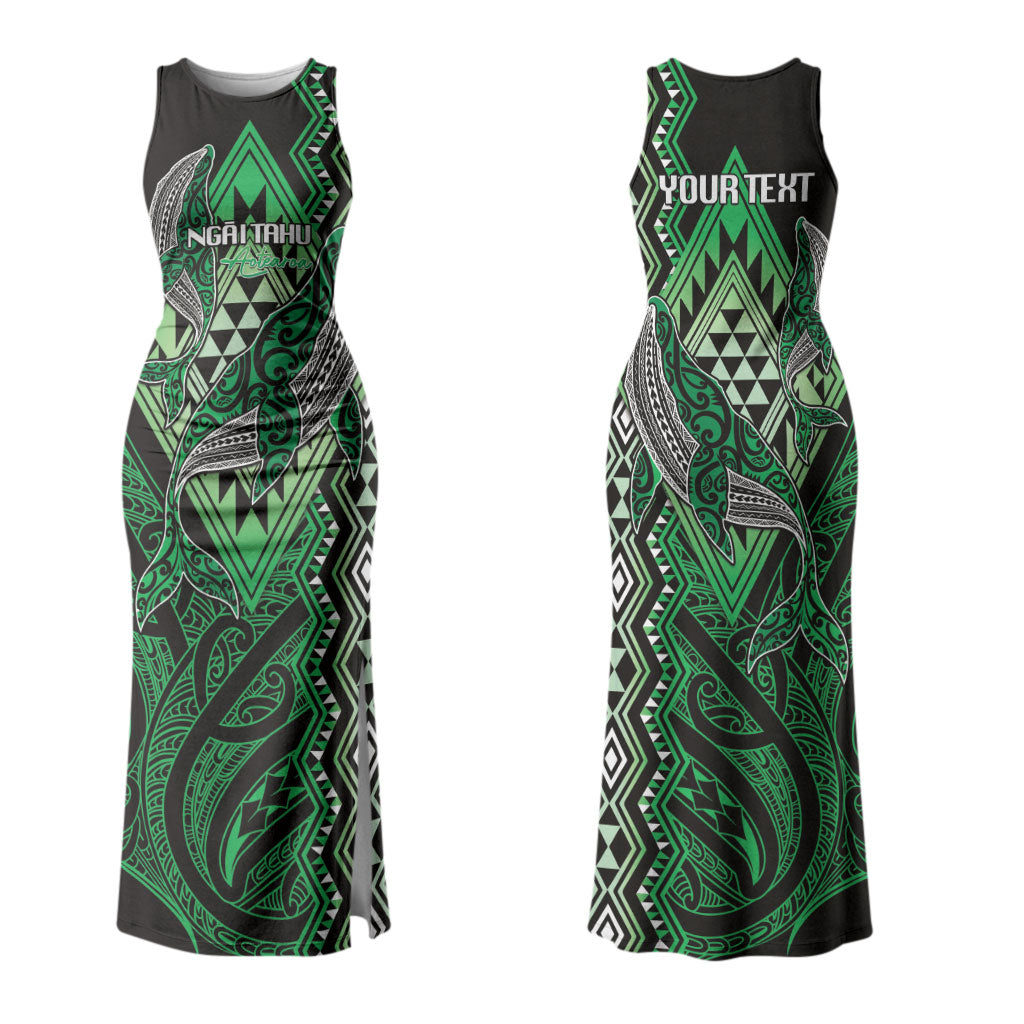 Aotearoa Iwi Ngai Tahu Personalised Couples Matching Tank Maxi Dress and Long Sleeve Button Shirt NZ Maori Humpback Whale Taniko Motifs LT14 - Polynesian Pride