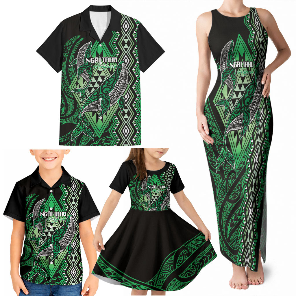 Aotearoa Iwi Ngai Tahu Personalised Family Matching Tank Maxi Dress and Hawaiian Shirt NZ Maori Humpback Whale Taniko Motifs LT14 - Polynesian Pride