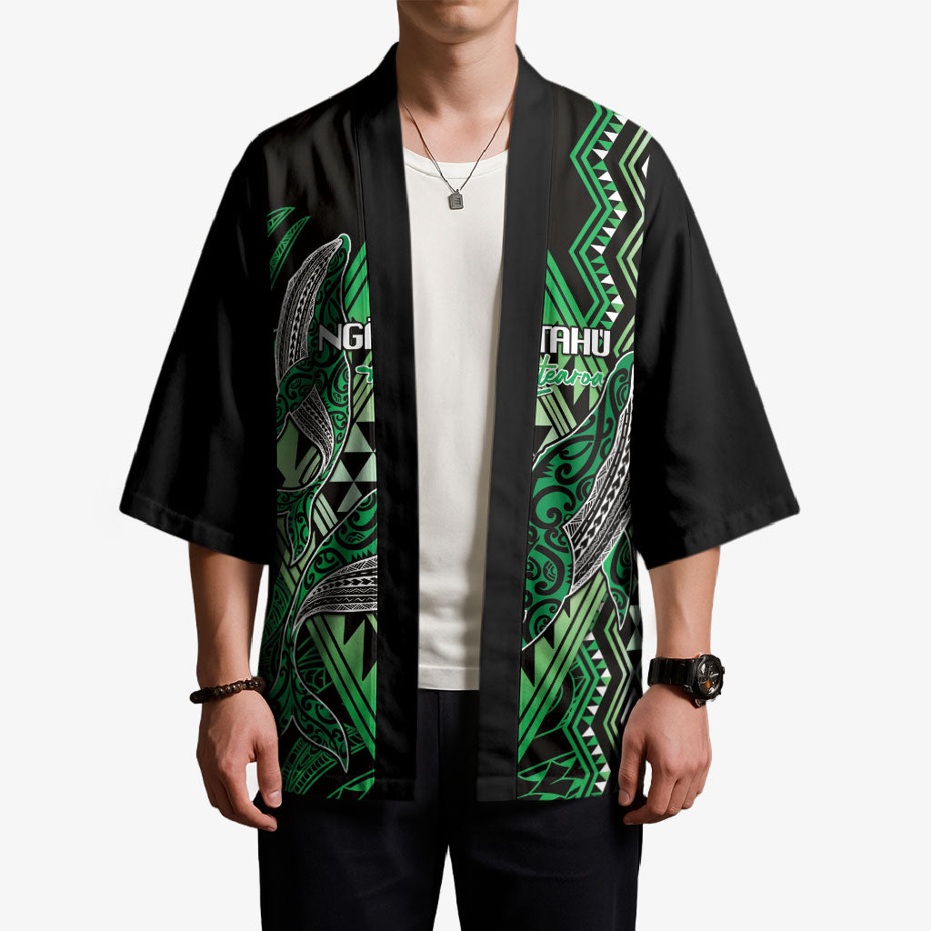 Aotearoa Iwi Ngai Tahu Personalised Kimono NZ Maori Humpback Whale Taniko Motifs LT14 - Polynesian Pride