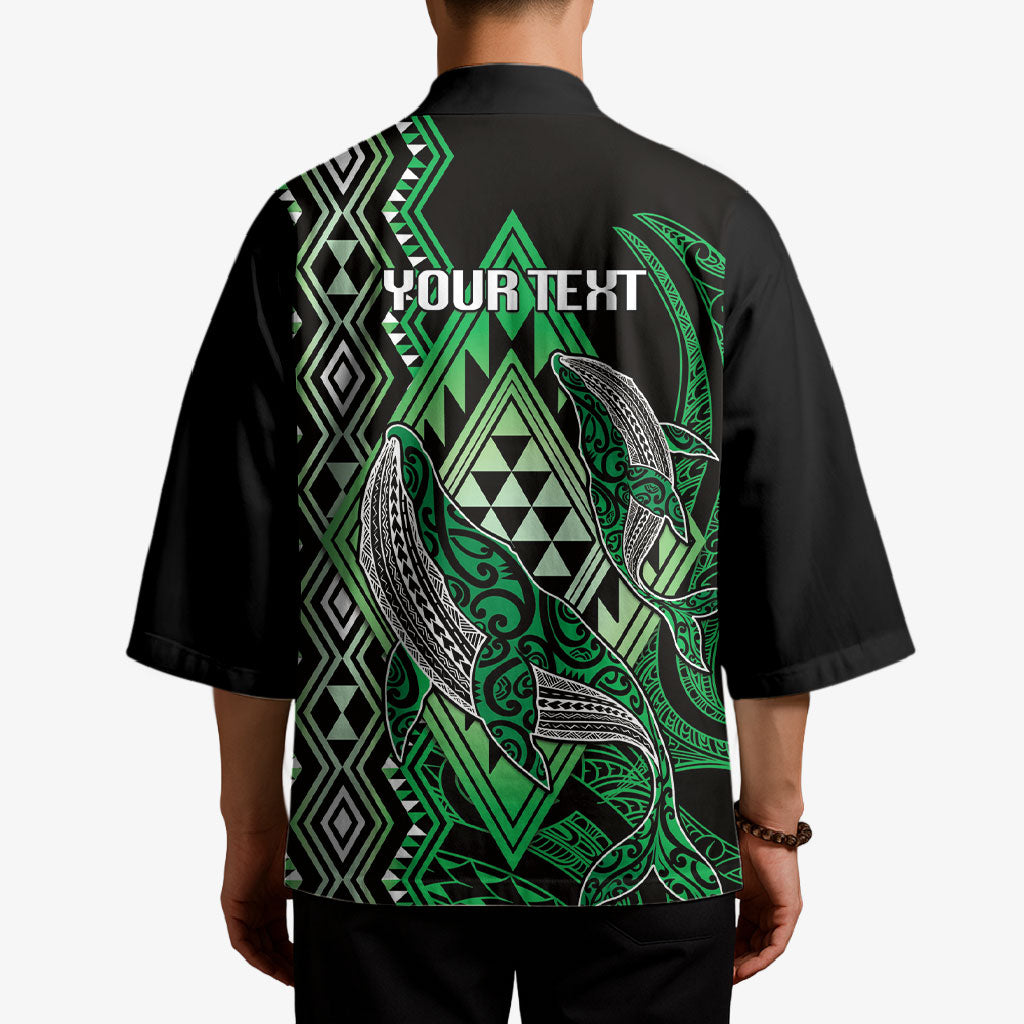 Aotearoa Iwi Ngai Tahu Personalised Kimono NZ Maori Humpback Whale Taniko Motifs LT14 - Polynesian Pride