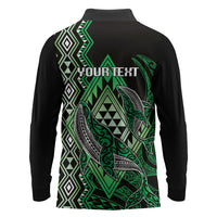 Aotearoa Iwi Ngai Tahu Personalised Long Sleeve Polo Shirt NZ Maori Humpback Whale Taniko Motifs LT14 - Polynesian Pride