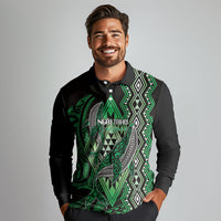 Aotearoa Iwi Ngai Tahu Personalised Long Sleeve Polo Shirt NZ Maori Humpback Whale Taniko Motifs LT14 - Polynesian Pride