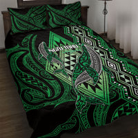 Aotearoa Iwi Ngai Tahu Quilt Bed Set NZ Maori Humpback Whale Taniko Motifs LT14 Green - Polynesian Pride