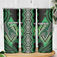 Aotearoa Iwi Ngai Tahu Personalised Skinny Tumbler NZ Maori Humpback Whale Taniko Motifs LT14 - Polynesian Pride