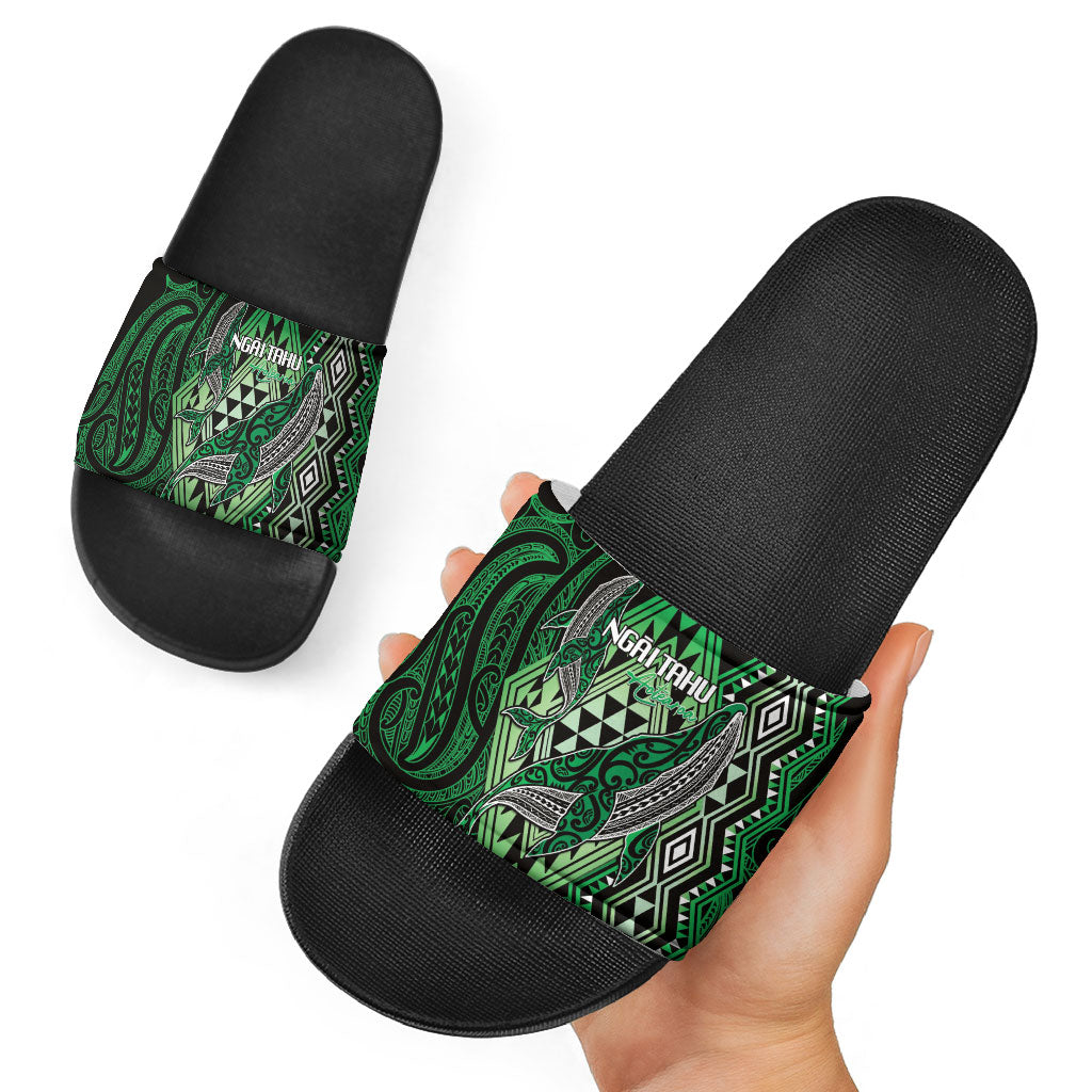 Aotearoa Iwi Ngai Tahu Slide Sandals NZ Maori Humpback Whale Taniko Motifs LT14 - Polynesian Pride