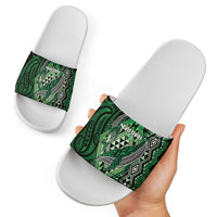 Aotearoa Iwi Ngai Tahu Slide Sandals NZ Maori Humpback Whale Taniko Motifs LT14 - Polynesian Pride