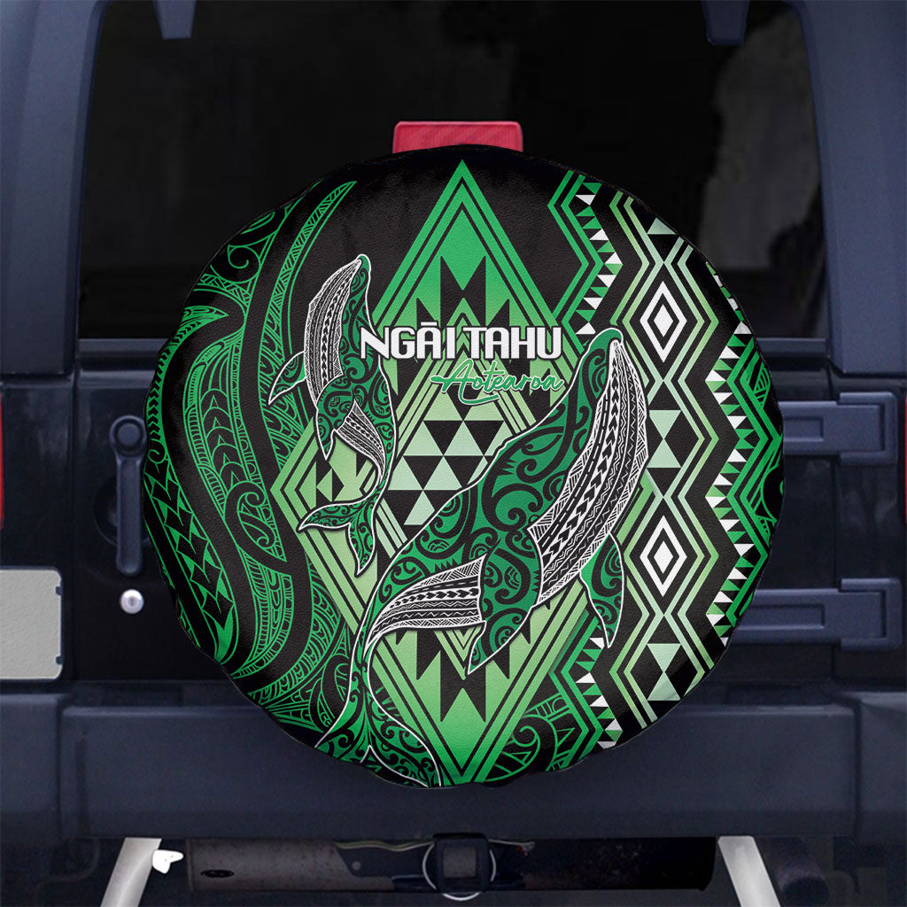 Aotearoa Iwi Ngai Tahu Spare Tire Cover NZ Maori Humpback Whale Taniko Motifs LT14 No hole Green - Polynesian Pride