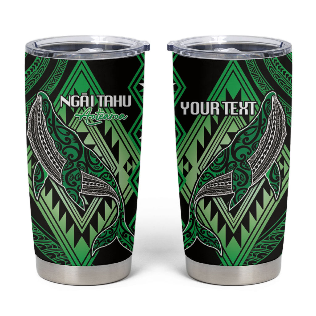 Aotearoa Iwi Ngai Tahu Personalised Tumbler Cup NZ Maori Humpback Whale Taniko Motifs LT14 Green - Polynesian Pride