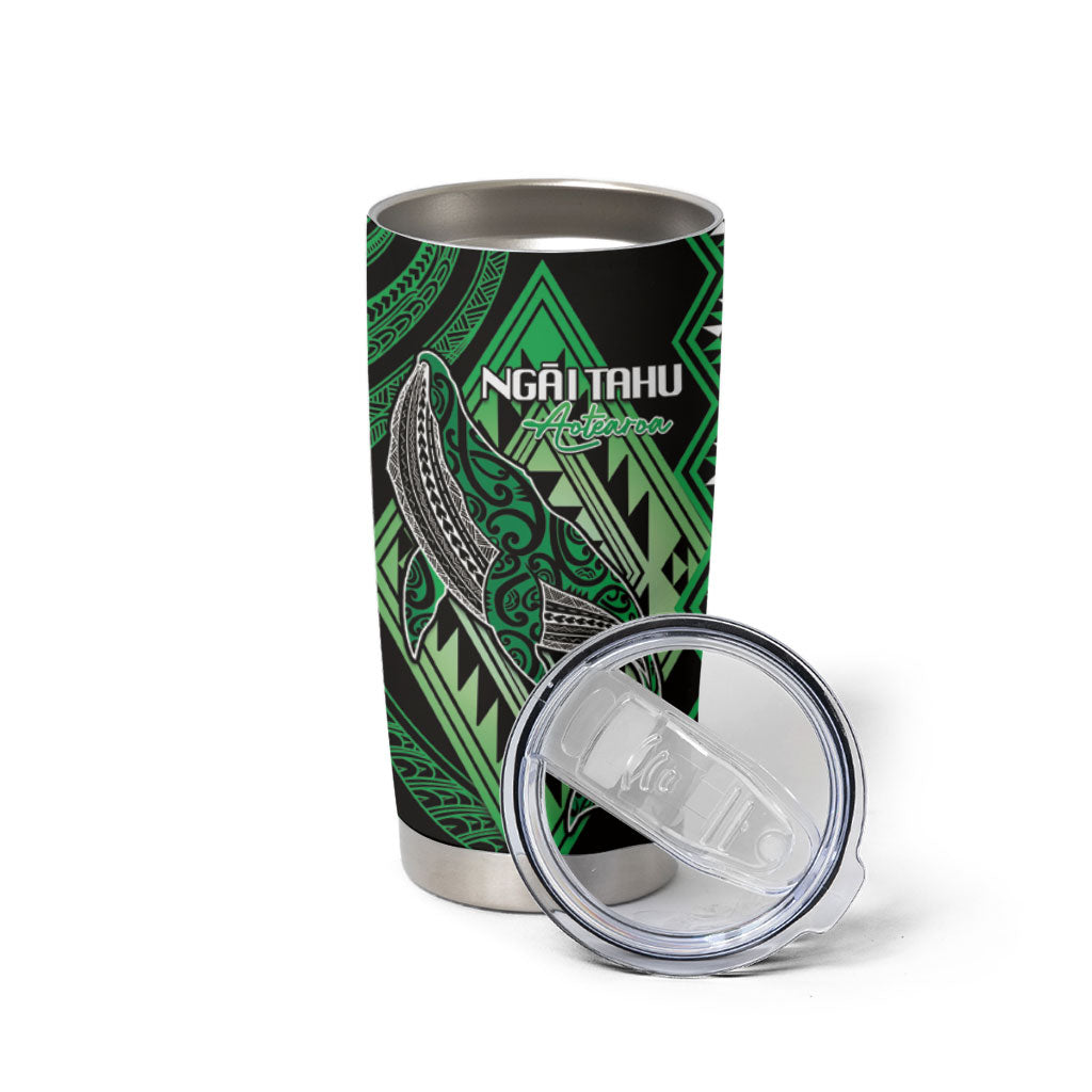 Aotearoa Iwi Ngai Tahu Personalised Tumbler Cup NZ Maori Humpback Whale Taniko Motifs LT14 - Polynesian Pride