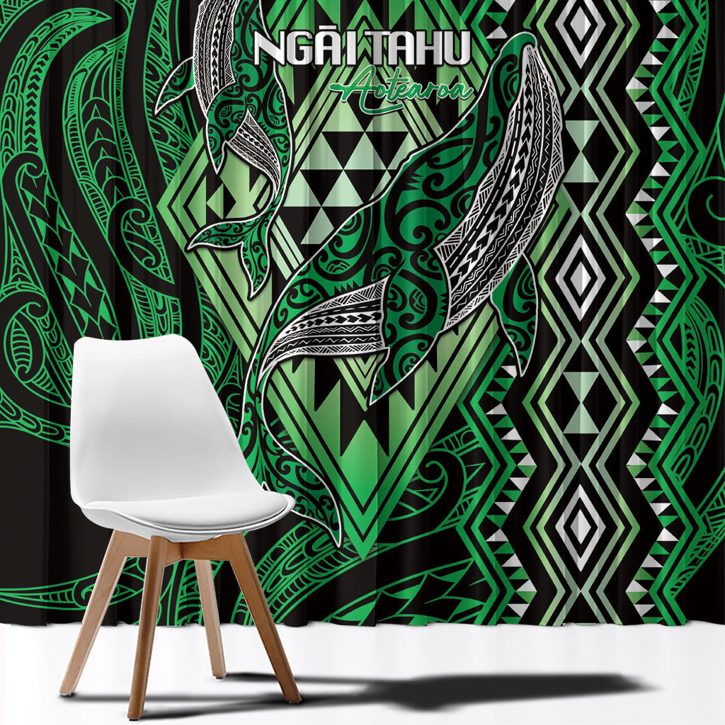 Aotearoa Iwi Ngai Tahu Window Curtain NZ Maori Humpback Whale Taniko Motifs LT14 - Polynesian Pride