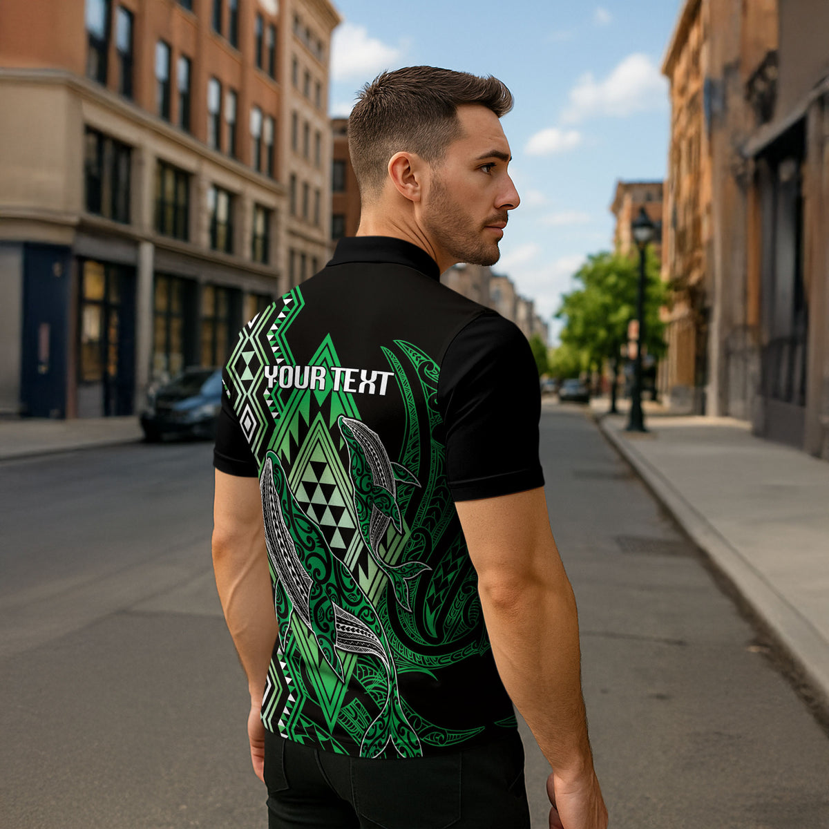 Aotearoa Iwi Ngai Tahu Personalised Zipper Polo Shirt NZ Maori Humpback Whale Taniko Motifs LT14 - Polynesian Pride