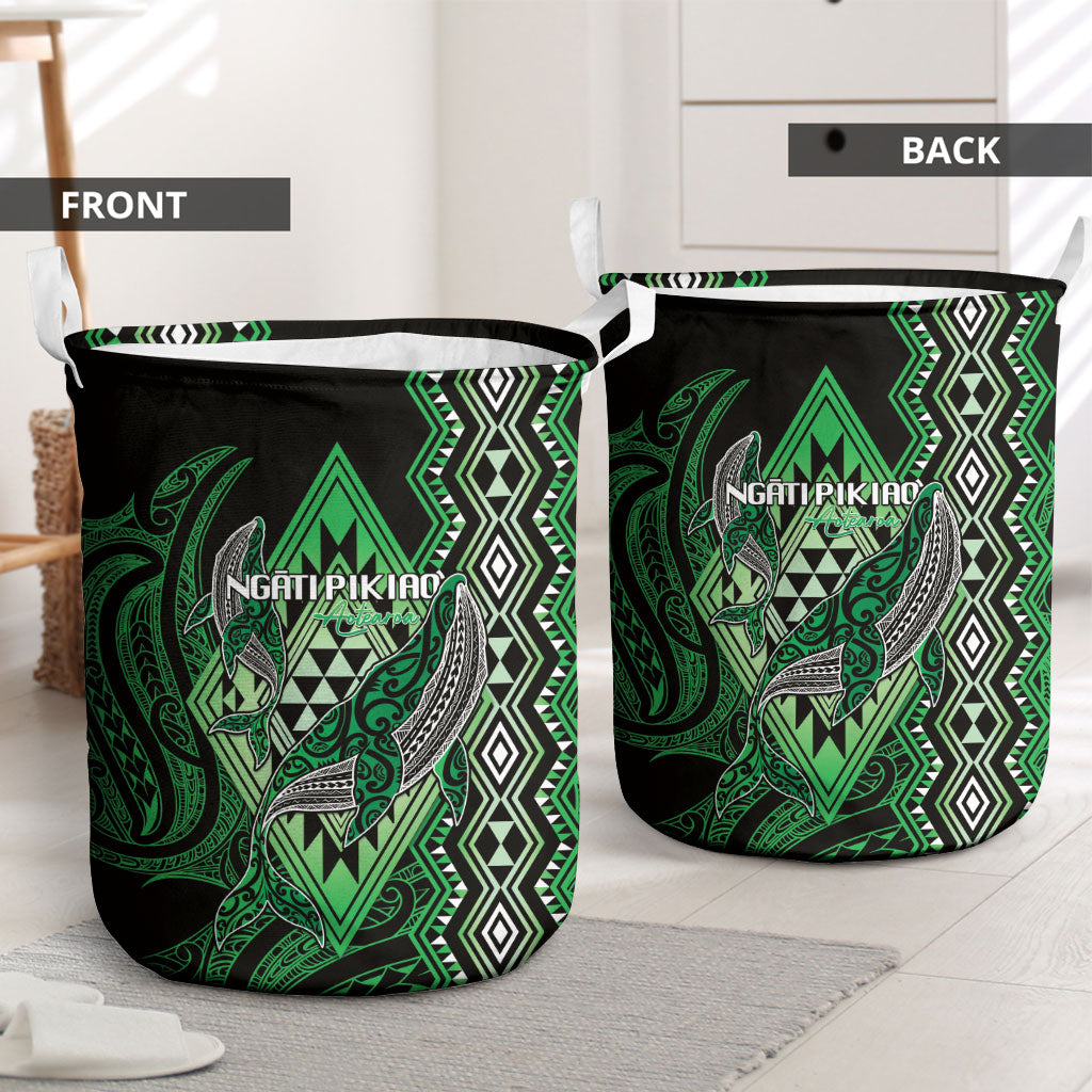 Aotearoa Iwi Ngati Pikiao Laundry Basket NZ Maori Humpback Whale Taniko Motifs LT14 - Polynesian Pride
