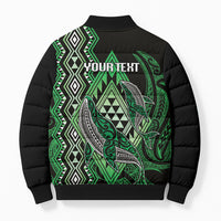 Aotearoa Iwi Ngati Pikiao Personalised Bomber Puffer Jacket NZ Maori Humpback Whale Taniko Motifs LT14 - Polynesian Pride