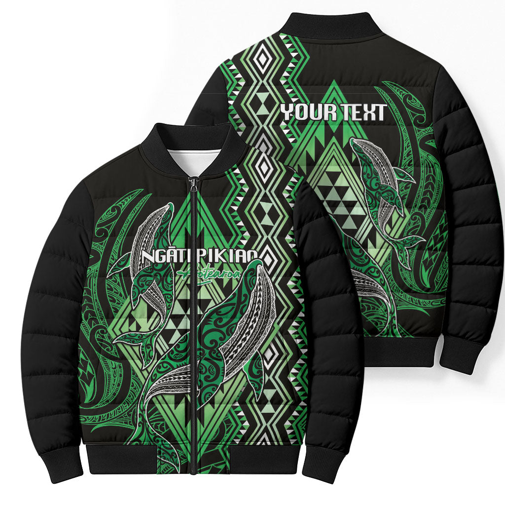 Aotearoa Iwi Ngati Pikiao Personalised Bomber Puffer Jacket NZ Maori Humpback Whale Taniko Motifs LT14 - Polynesian Pride