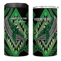 Aotearoa Iwi Ngati Pikiao Personalised 4 in 1 Can Cooler Tumbler NZ Maori Humpback Whale Taniko Motifs LT14 One Size: 16 oz Green - Polynesian Pride