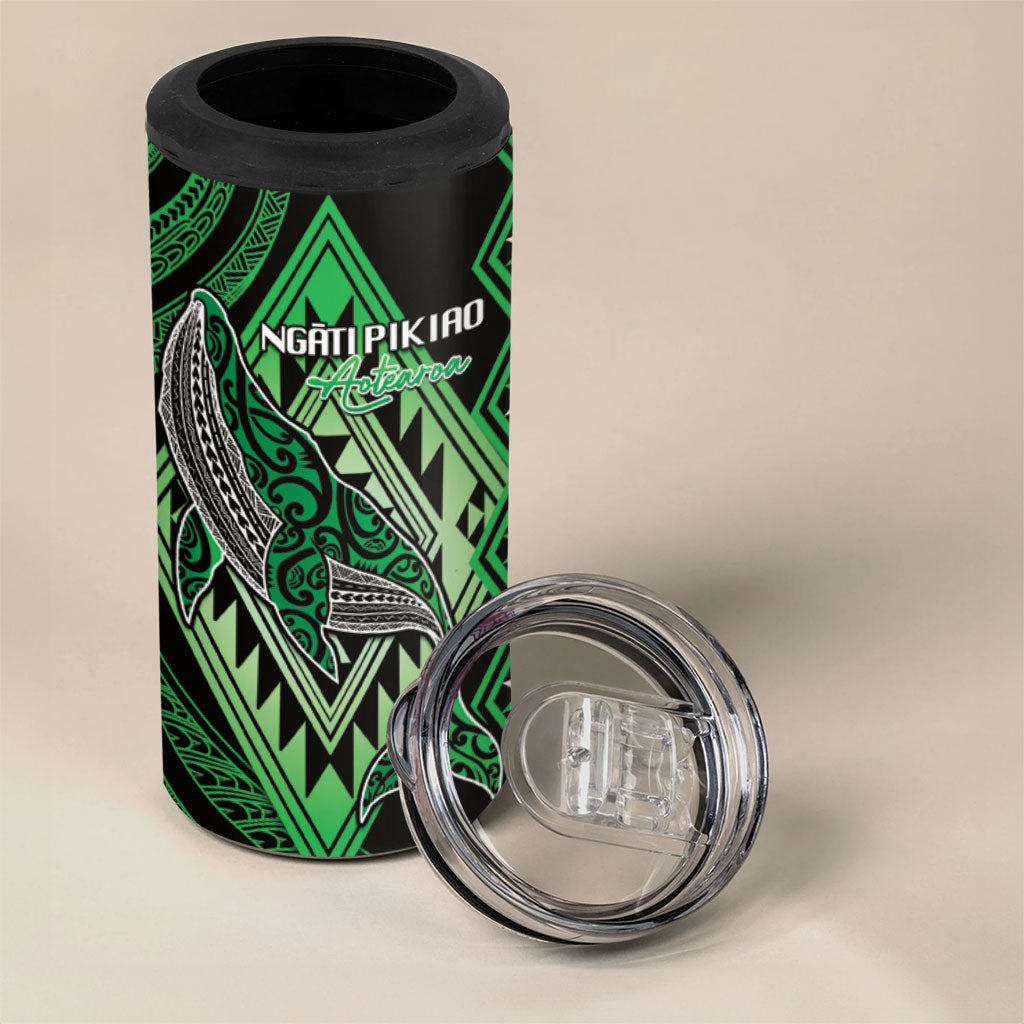 Aotearoa Iwi Ngati Pikiao Personalised 4 in 1 Can Cooler Tumbler NZ Maori Humpback Whale Taniko Motifs LT14 - Polynesian Pride