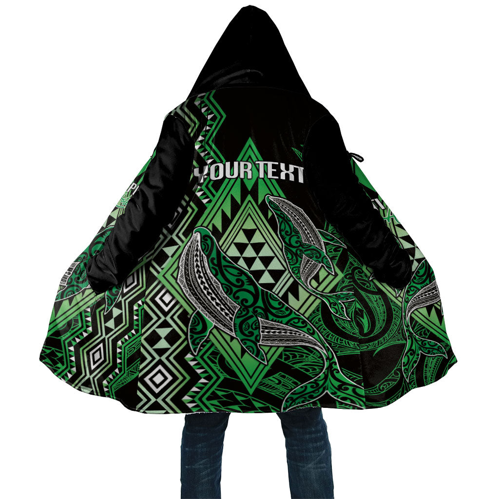 Aotearoa Iwi Ngati Pikiao Personalised Cloak NZ Maori Humpback Whale Taniko Motifs LT14 Unisex Green - Polynesian Pride