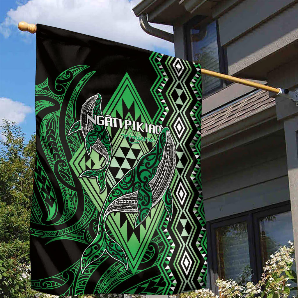 Aotearoa Iwi Ngati Pikiao Garden Flag NZ Maori Humpback Whale Taniko Motifs LT14 - Polynesian Pride