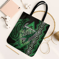 Aotearoa Iwi Ngati Pikiao Tote Bag NZ Maori Humpback Whale Taniko Motifs LT14 Black Strap One Size Green - Polynesian Pride