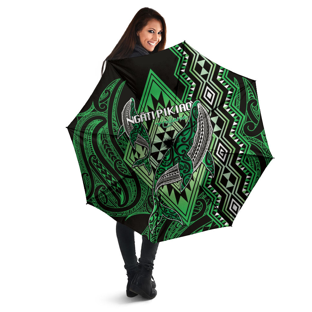 Aotearoa Iwi Ngati Pikiao Umbrella NZ Maori Humpback Whale Taniko Motifs LT14 - Polynesian Pride