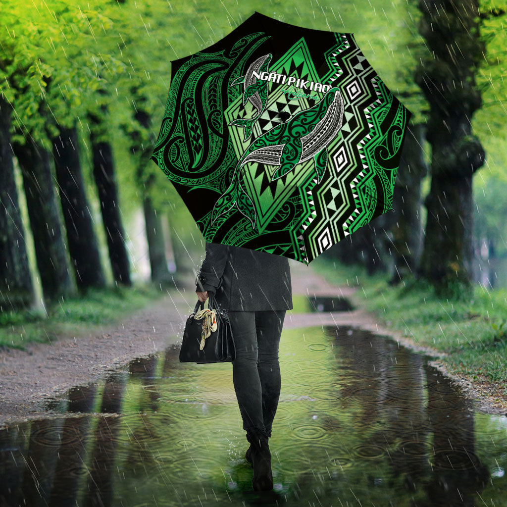 Aotearoa Iwi Ngati Pikiao Umbrella NZ Maori Humpback Whale Taniko Motifs LT14 - Polynesian Pride