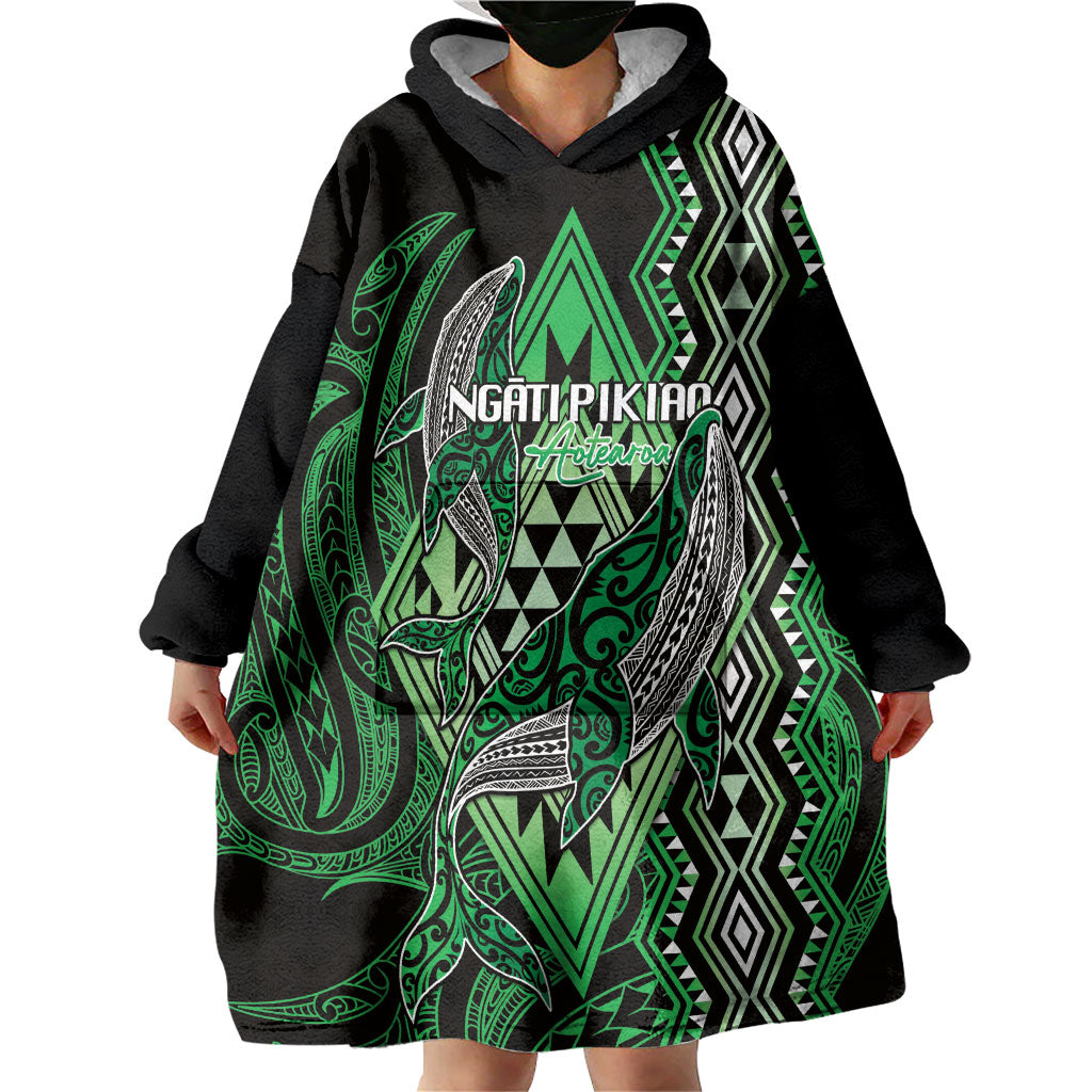 Aotearoa Iwi Ngati Pikiao Personalised Wearable Blanket Hoodie NZ Maori Humpback Whale Taniko Motifs LT14 - Polynesian Pride