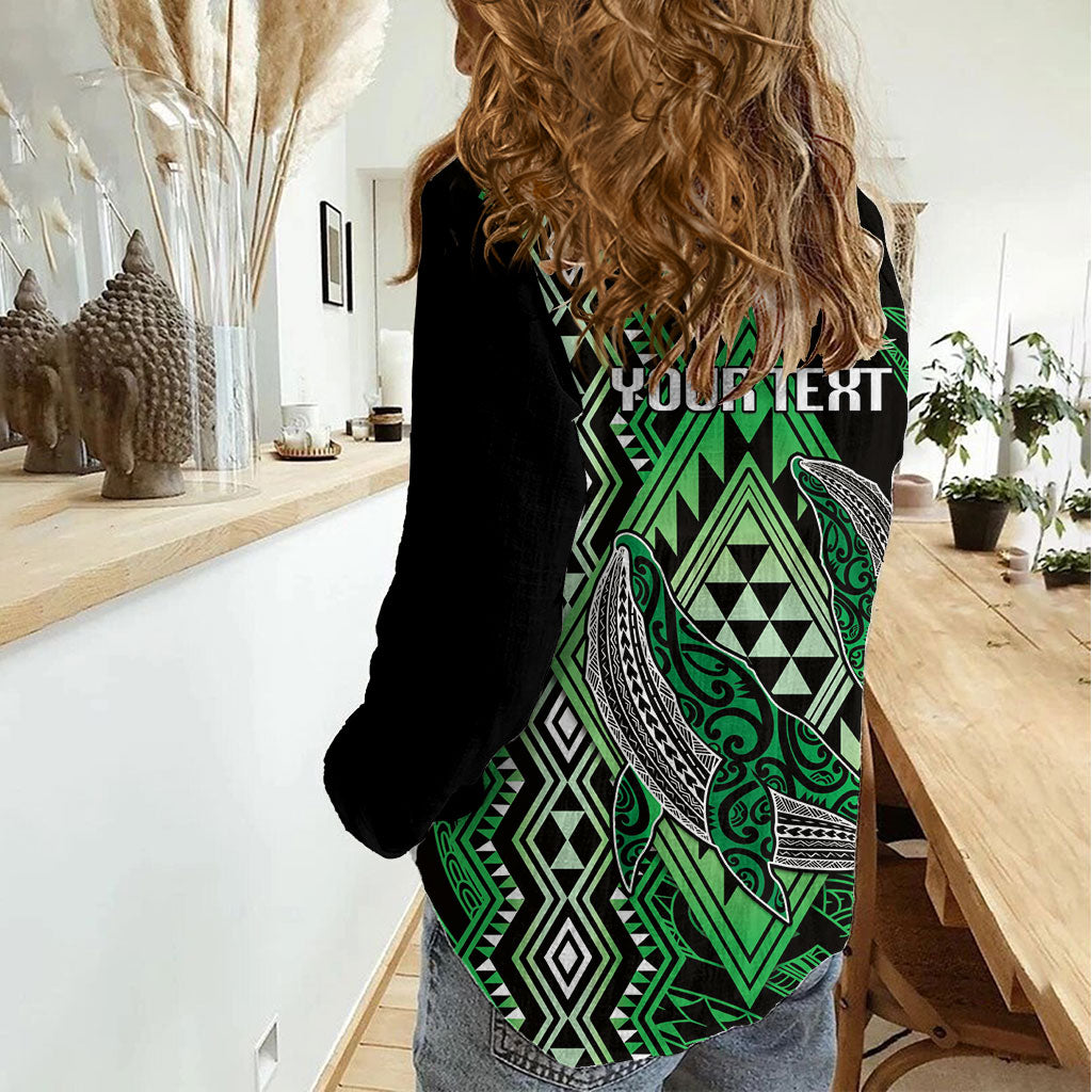 Aotearoa Iwi Ngati Pikiao Personalised Women Casual Shirt NZ Maori Humpback Whale Taniko Motifs LT14 - Polynesian Pride