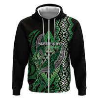 Aotearoa Iwi Ngati Pikiao Personalised Zip Hoodie NZ Maori Humpback Whale Taniko Motifs LT14 Zip Hoodie Green - Polynesian Pride