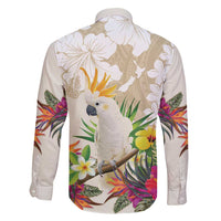 New Zealand Cacatua Galerita Family Matching Long Sleeve Bodycon Dress and Hawaiian Shirt Aotearoa Cockatoo Tropical Flowers LT14 - Polynesian Pride