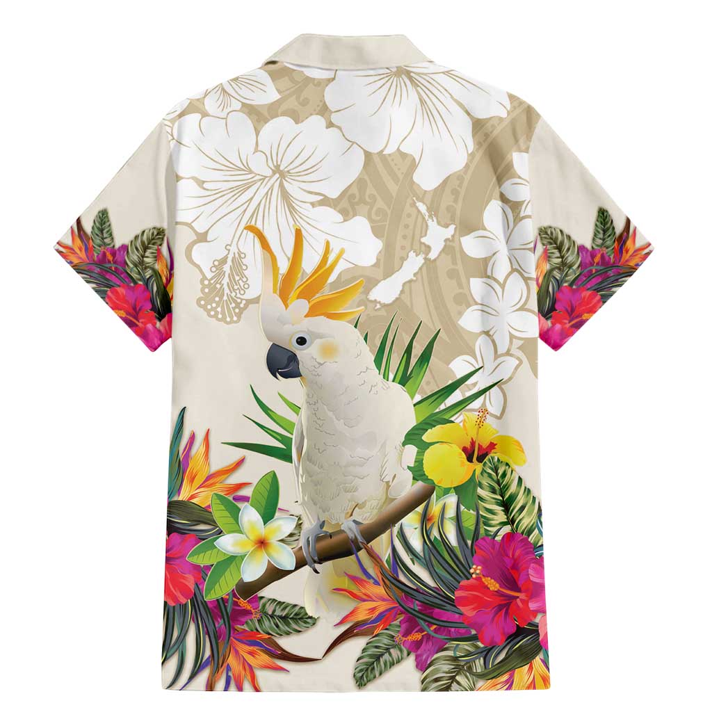 New Zealand Cacatua Galerita Family Matching Mermaid Dress and Hawaiian Shirt Aotearoa Cockatoo Tropical Flowers LT14 - Polynesian Pride
