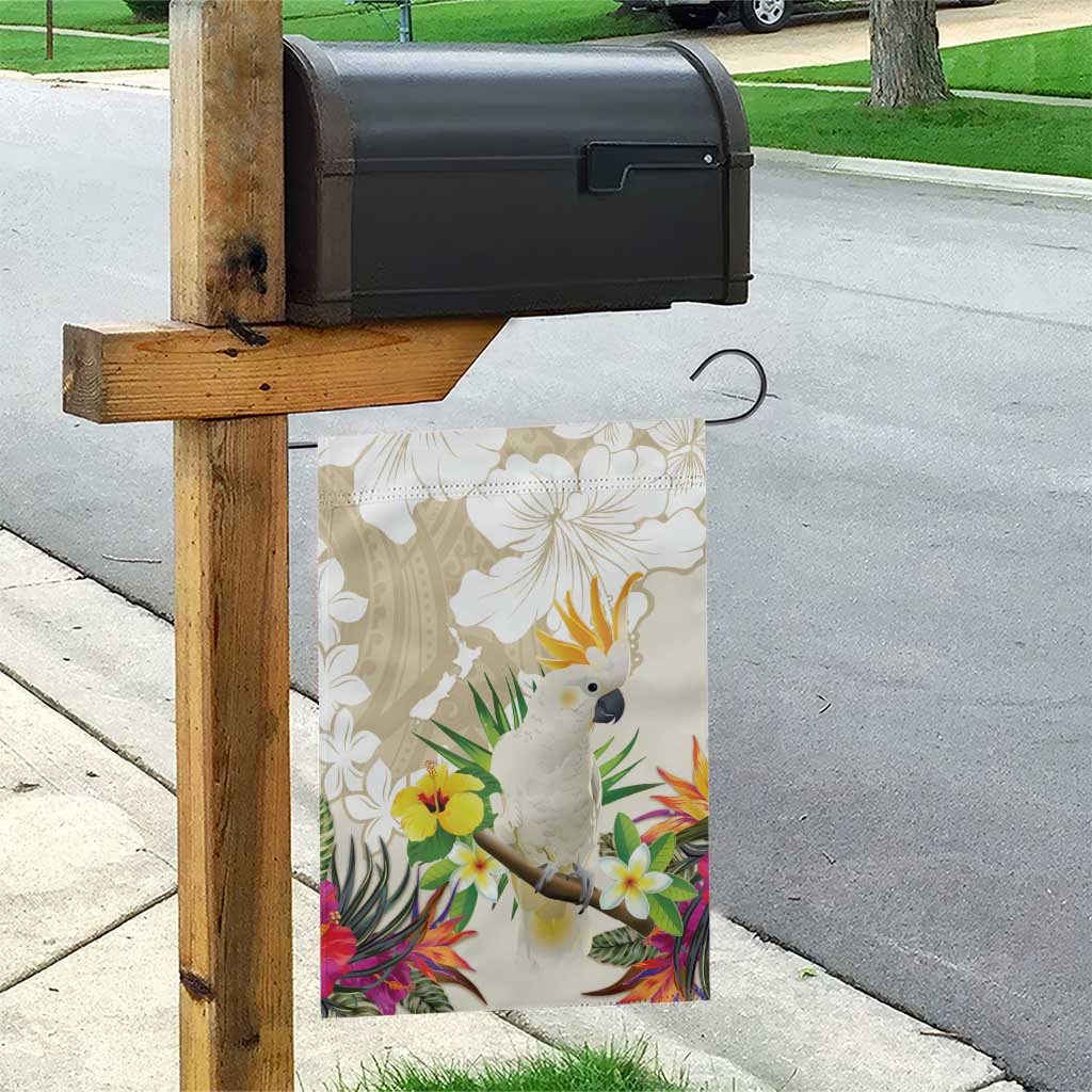 New Zealand Cacatua Galerita Garden Flag Aotearoa Cockatoo Tropical Flowers