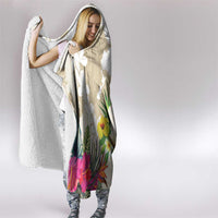 New Zealand Cacatua Galerita Hooded Blanket Aotearoa Cockatoo Tropical Flowers LT14 - Polynesian Pride