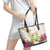 New Zealand Cacatua Galerita Leather Tote Bag Aotearoa Cockatoo Tropical Flowers