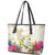 New Zealand Cacatua Galerita Leather Tote Bag Aotearoa Cockatoo Tropical Flowers