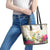 New Zealand Cacatua Galerita Leather Tote Bag Aotearoa Cockatoo Tropical Flowers