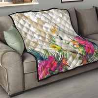 New Zealand Cacatua Galerita Quilt Aotearoa Cockatoo Tropical Flowers LT14 - Polynesian Pride