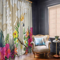 New Zealand Cacatua Galerita Window Curtain Aotearoa Cockatoo Tropical Flowers