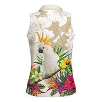 New Zealand Cacatua Galerita Women Sleeveless Polo Shirt Aotearoa Cockatoo Tropical Flowers
