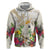 New Zealand Cacatua Galerita Zip Hoodie Aotearoa Cockatoo Tropical Flowers