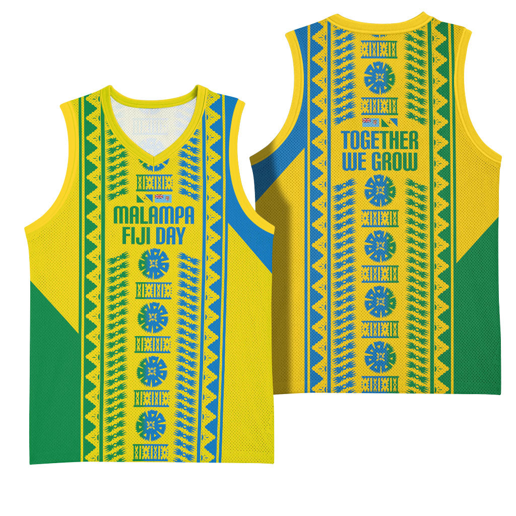 Malampa Fiji Day Basketball Jersey 10 October Together We Grow Tapa Motifs