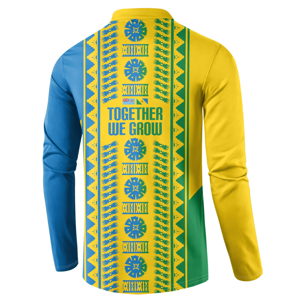 Malampa Fiji Day Button Sweatshirt 10 October Together We Grow Tapa Motifs