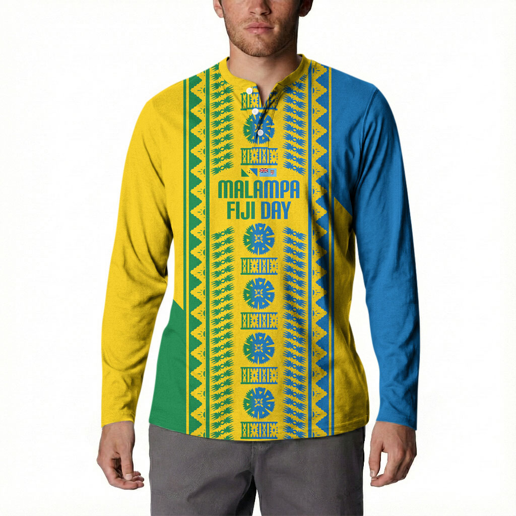 Malampa Fiji Day Button Sweatshirt 10 October Together We Grow Tapa Motifs