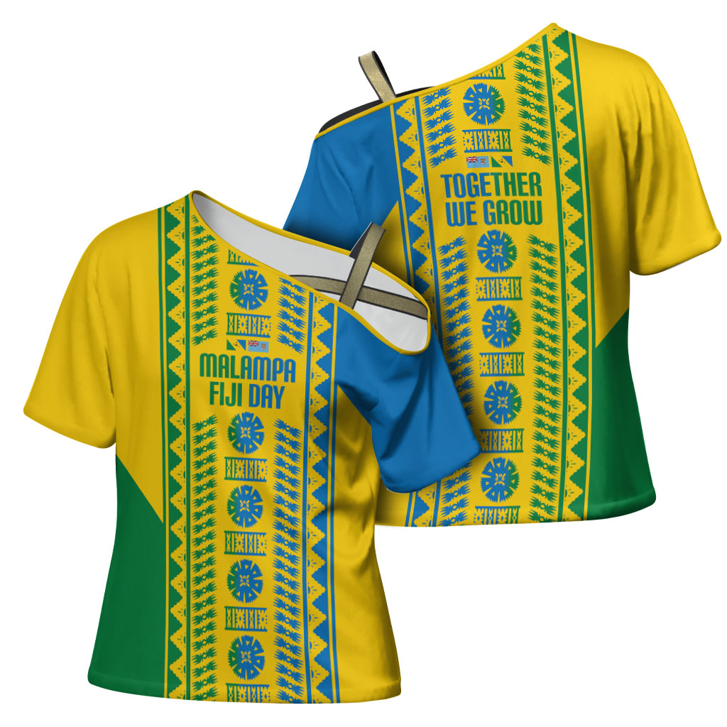 Malampa Fiji Day Cross Shoulder Shirt 10 October Together We Grow Tapa Motifs