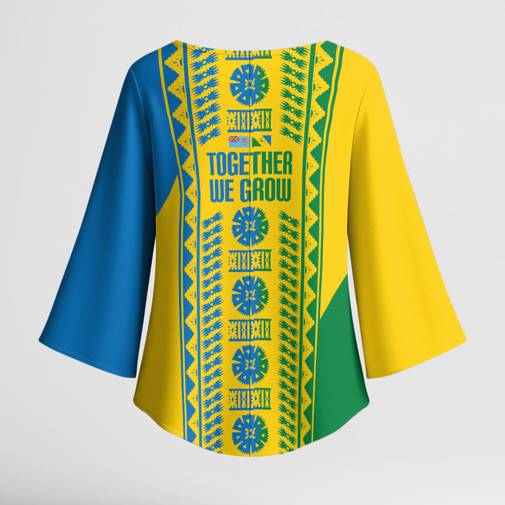 Malampa Fiji Day Kimono Sleeve Blouse 10 October Together We Grow Tapa Motifs