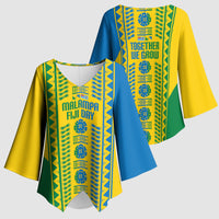 Malampa Fiji Day Kimono Sleeve Blouse 10 October Together We Grow Tapa Motifs