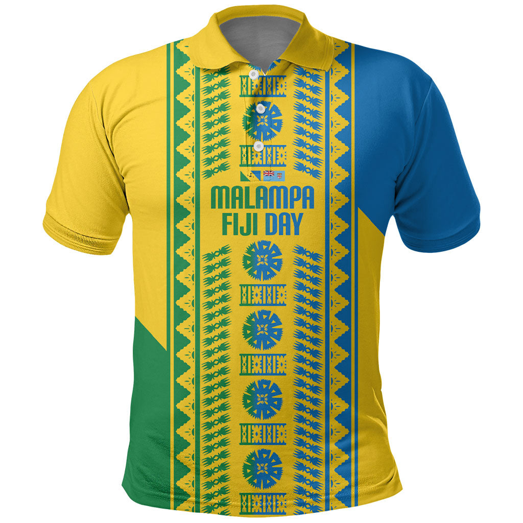 Malampa Fiji Day Polo Shirt 10 October Together We Grow Tapa Motifs